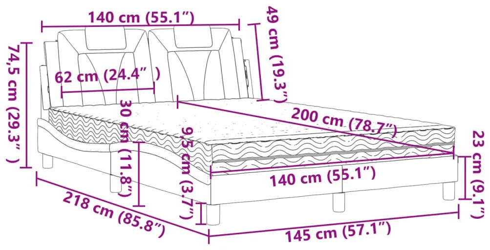 ΚΡΕΒΑΤΙ ΜΕ ΣΤΡΩΜΑ ΜΑΥΡΟ/ΛΕΥΚΟ 140X200 ΕΚ. ΑΠΟ ΣΥΝΘΕΤΙΚΟ ΔΕΡΜΑ 3208801