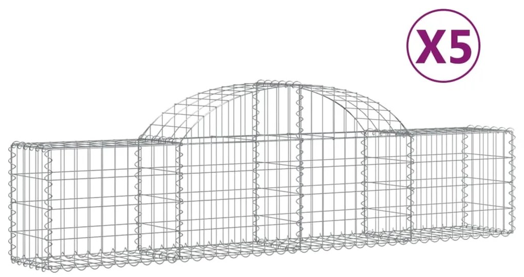 vidaXL Συρματοκιβώτια Τοξωτά 5 τεμ. 200x30x40/60 εκ. Γαλβαν. Ατσάλι