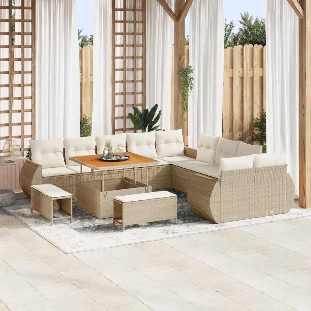 vidaXL Σετ Καναπέ Κήπου 13 pcs μπεζ και κρεμ 100 x 100 x 71 cm