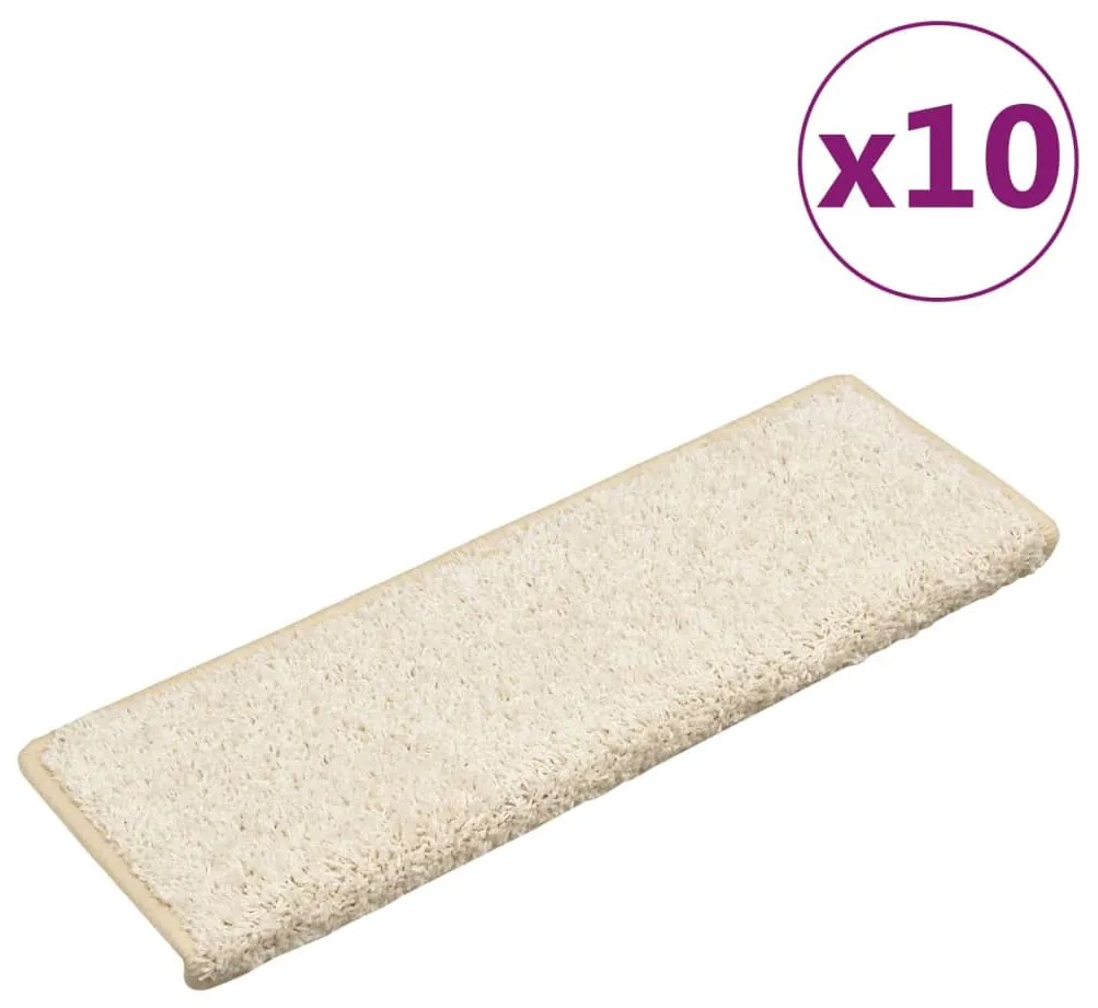 vidaXL Πατάκια Σκαλιών 10 τεμ. Λευκά Ορθογώνια Άκρα 65x21x4 εκ.