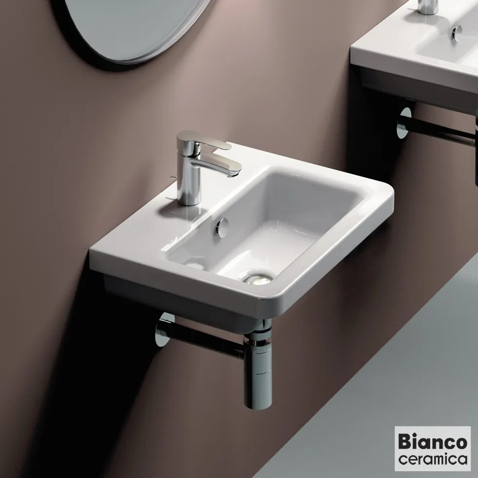 Νιπτήρας Πορσελάνης City 50x40 (1 οπή) Bianco Ceramica White MCITY83-300