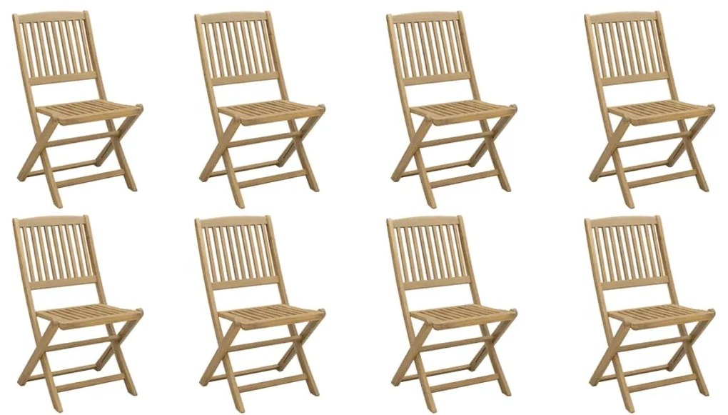 vidaXL Καρέκλες Κήπου Πτυσσόμενες 8 τεμ. 48,5x57x90 εκ. Μασίφ Ακακία