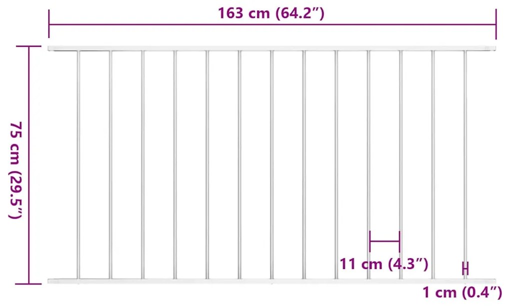vidaXL Πάνελ Περίφραξης από Ατσάλι με Ηλεκτροστατική Βαφή 1,63x0,75 μ. Λευκό