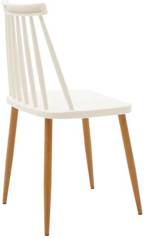 Τραπεζαρία Aurora-Julita pakoworld σετ 5τεμ pp-mdf σε λευκό-φυσική απόχρωση Φ80x73εκ