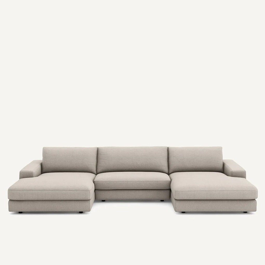 Καναπές 5 θέσεων με υφή βισκόζη-λινό, Skander