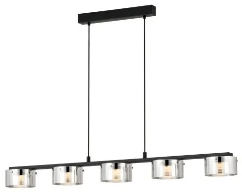 Κρεμαστό Φωτιστικό Οροφής 5xLED 5,4W Μαύρο Γυαλί Φιμέ Dimmable Copillos 39875 Eglo-39875-Μαύρο 39875