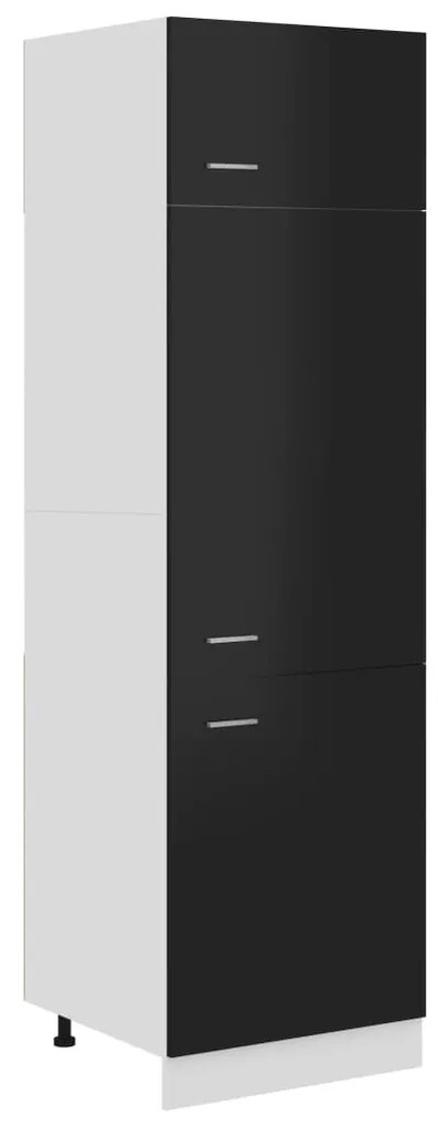 vidaXL Ντουλάπι Ψυγείου Γυαλιστερό Μαύρο 60x57x207 εκ. Μοριοσανίδα