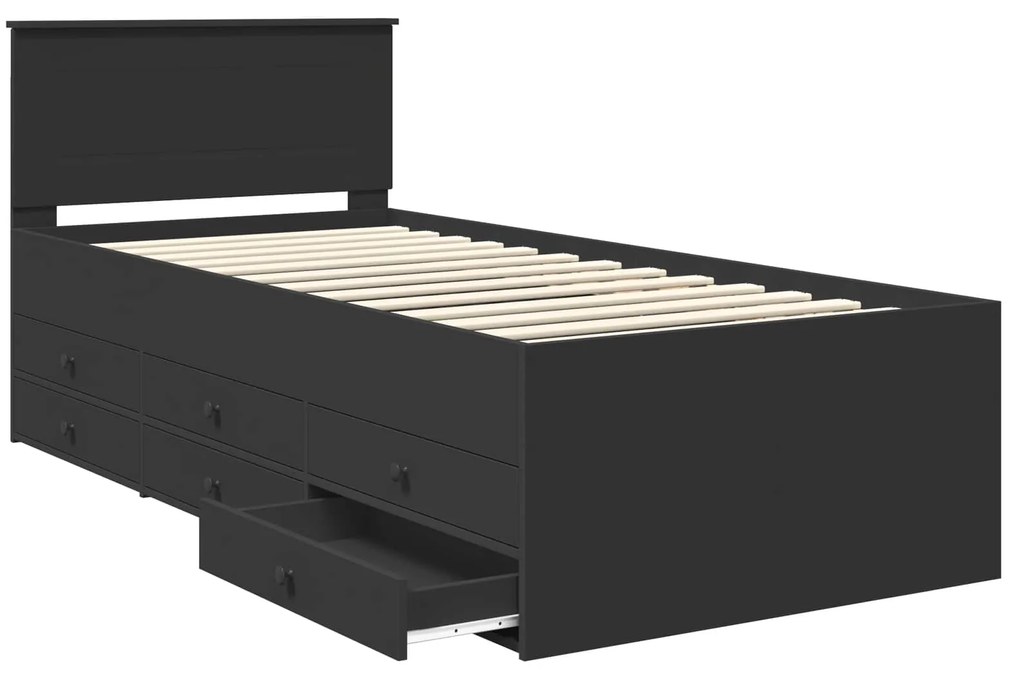 vidaXL Καναπές Κρεβάτι με συρτάρι Μαύρο 90 x 190 cm Επεξεργασμένο ξύλο