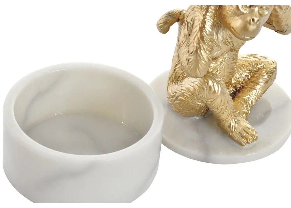 Διακοσμητική Φιγούρα DKD Home Decor Λευκό Χρυσό Τροπικό Μαϊμούδες 10,5 x 10,5 x 18,5 cm (3 Τεμάχια)