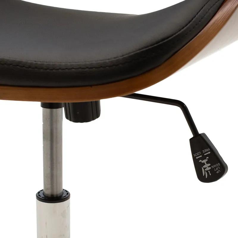 Καρέκλα γραφείου εργασίας Fern pakoword μαύρο pu - ξύλο καρυδί - Τεχνόδερμα - 106-000001