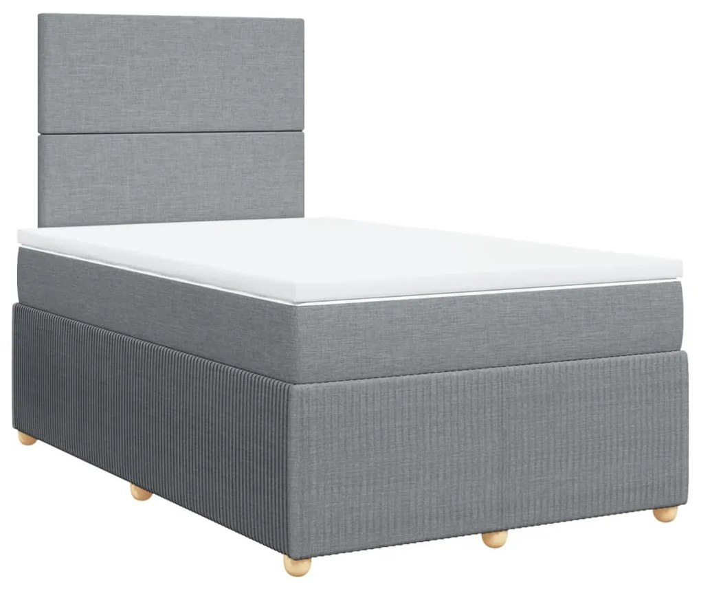 vidaXL Κρεβάτι Boxspring με Στρώμα Ανοιχτό Γκρι 120x200 εκ. Υφασμάτινο