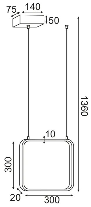 ΚΡΕΜΑΣΤΟ Φ/Σ LED 14W 3000K 1330LM ΜΑΥΡΟ ΜΕΤΑΛΛΙΚΟ 30X14XH136CM SYMETRIA - V30LEDP30BK