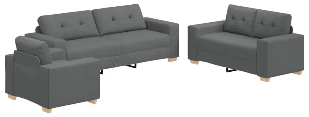 vidaXL Σετ Καναπέ με μαξιλάρι με μαξιλάρι 3 pcs Γκρι ύφασμα
