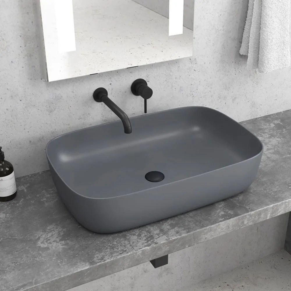 Νιπτήρας Επικαθήμενος LT 2143-PMDG 60x39x14,5cm Grey Matt Karag Πορσελάνη
