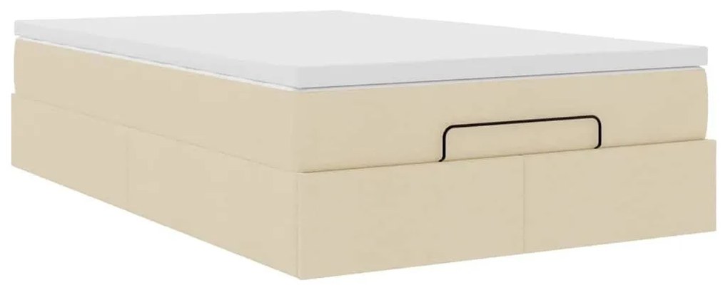 Οθωμανικό κρεβάτι με στρώμα Creme 120x190 cm Ύφασμα - Κρεμ