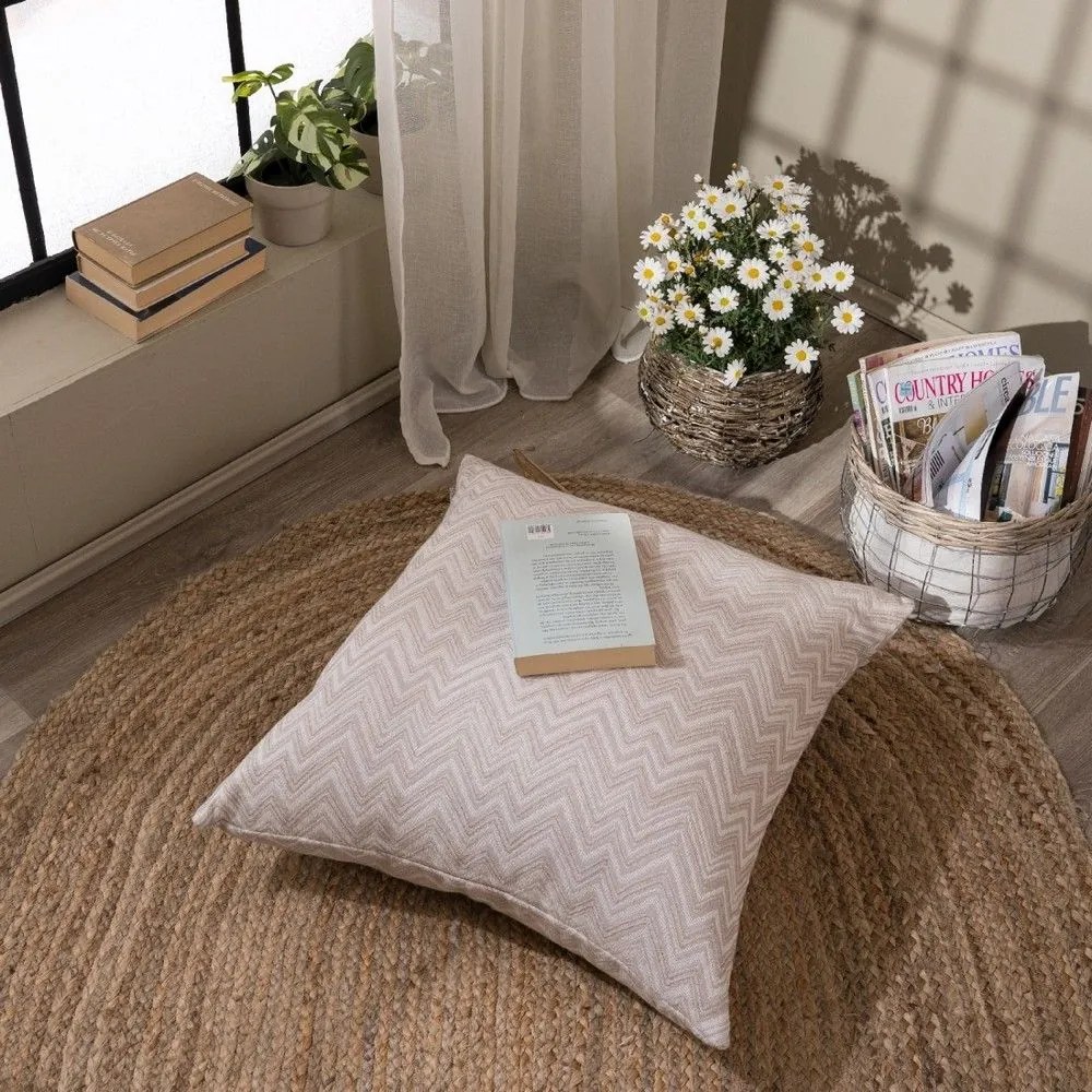 Μαξιλαροθήκη Διακοσμητική Δαπέδου Piacenza 02 Beige Teoran 65Χ65 Cotton-Polyester