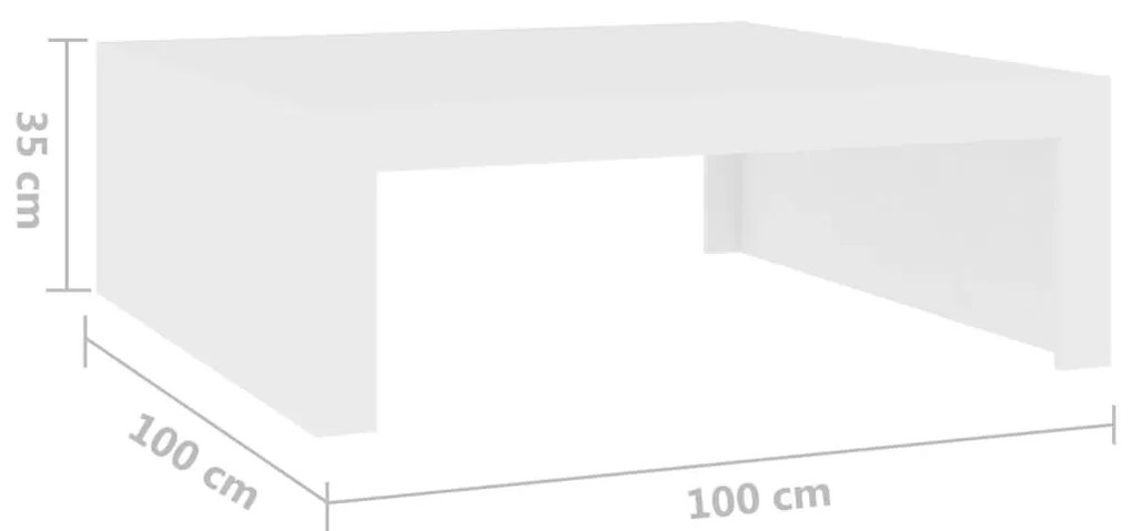 Τραπεζάκι Σαλονιού Λευκό 100x100x35 εκ. Επεξ. Ξύλο - Λευκό