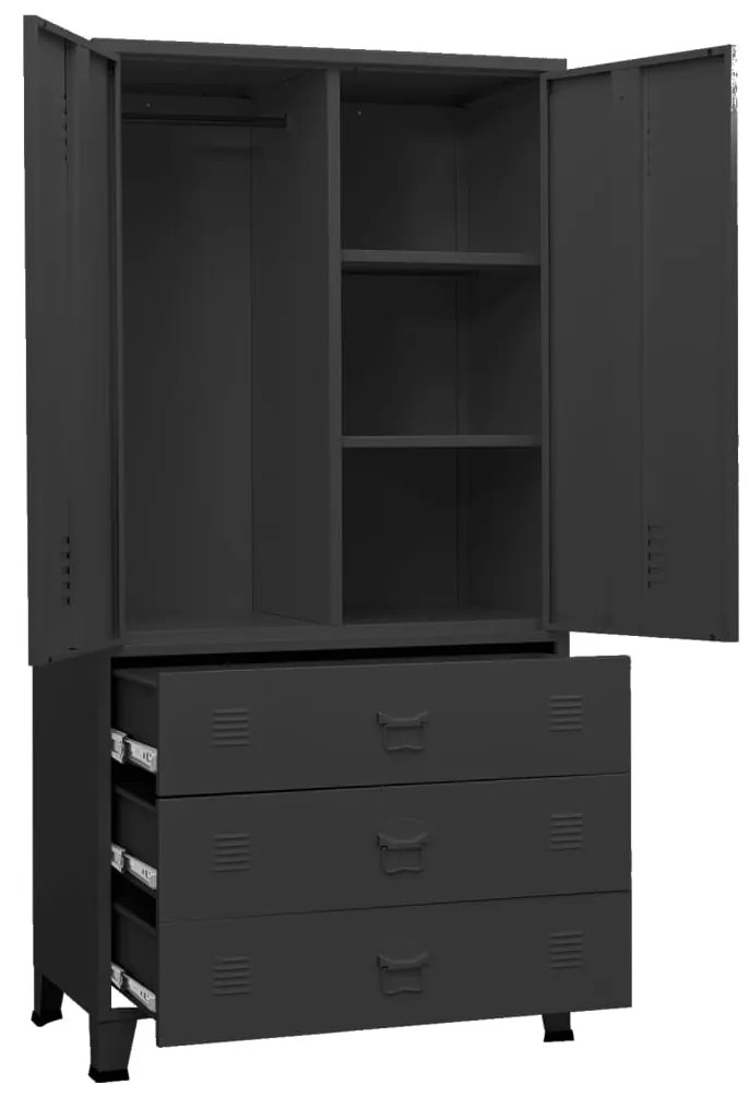 vidaXL Ντουλάπα Βιομηχανική Μαύρη 90 x 50 x 180 εκ. Μεταλλική