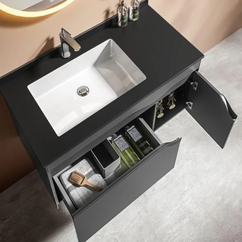 Σετ Επίπλου Mπάνιου DIVA 100 Plywood Ανθρακί 100x50x135 εκ.
