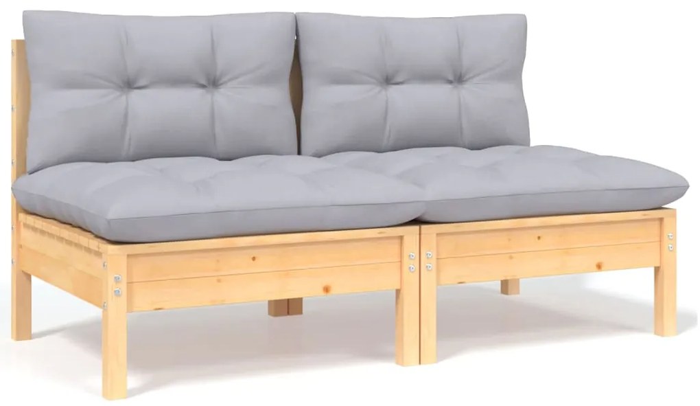 vidaXL Σαλόνι Κήπου Σετ 4 Τεμαχίων Μασίφ Ξύλο Πεύκου με Γκρι Μαξιλάρια