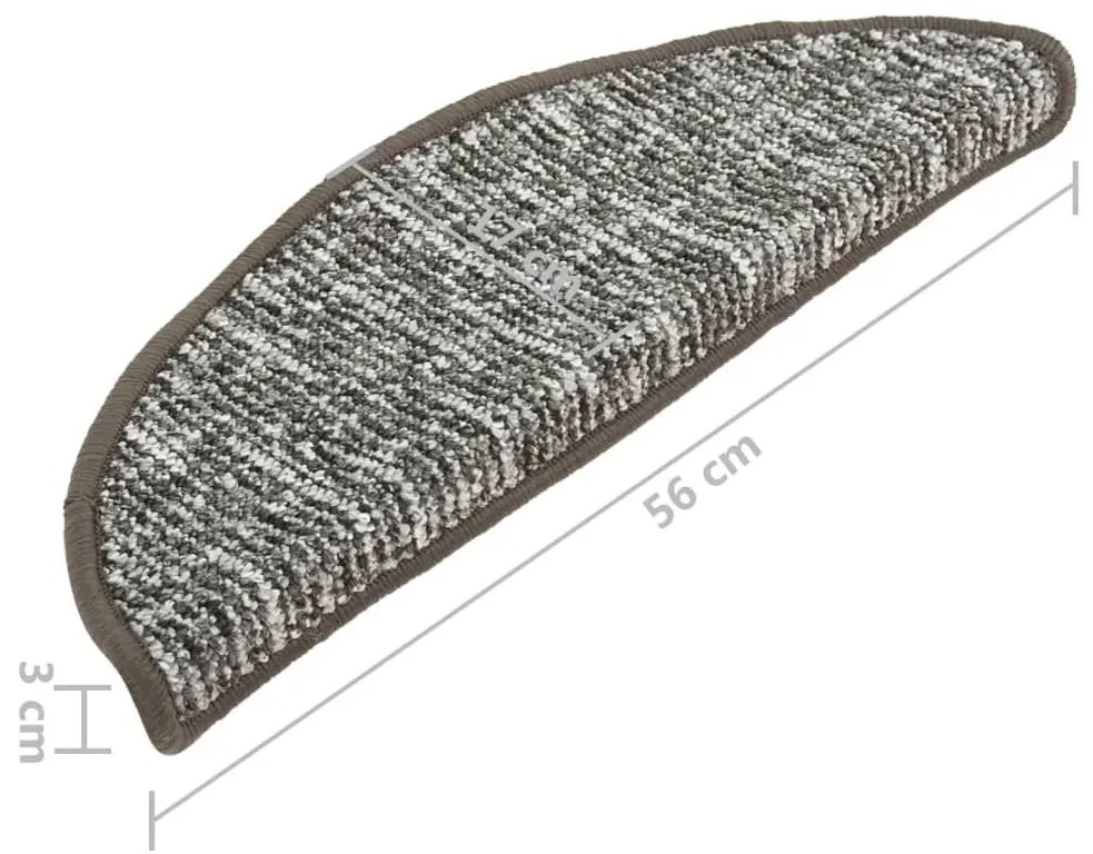 Πατάκια Σκάλας Μοκέτα 15 τεμ. Ανθρακί 56x17x3 εκ. - Ανθρακί