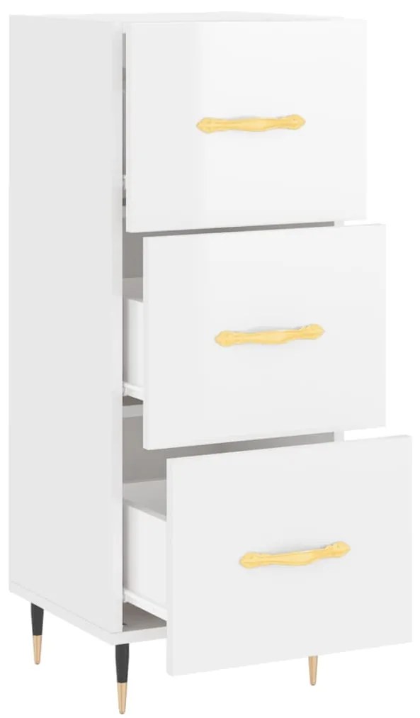 vidaXL Ντουλάπι Γυαλιστερό Λευκό 34,5x34x90 εκ. Επεξεργασμένο Ξύλο