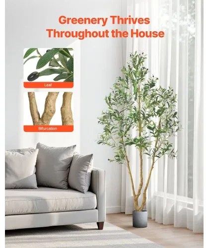 VEVOR 210cm Artificial Olive Tree Tall Fake Plant with Pot for Home Office