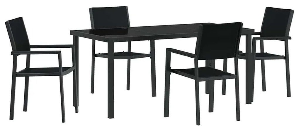 vidaXL Σέτ φαγητού για κήπο 5 pcs Μαύρο Πολυ ράταν