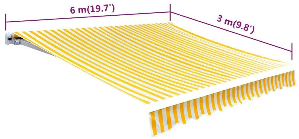 Τεντόπανο Έντονο Κίτρινο/Λευκό 6x3 μ Καραβόπανο (Χωρίς Πλαίσιο) - Κίτρινο