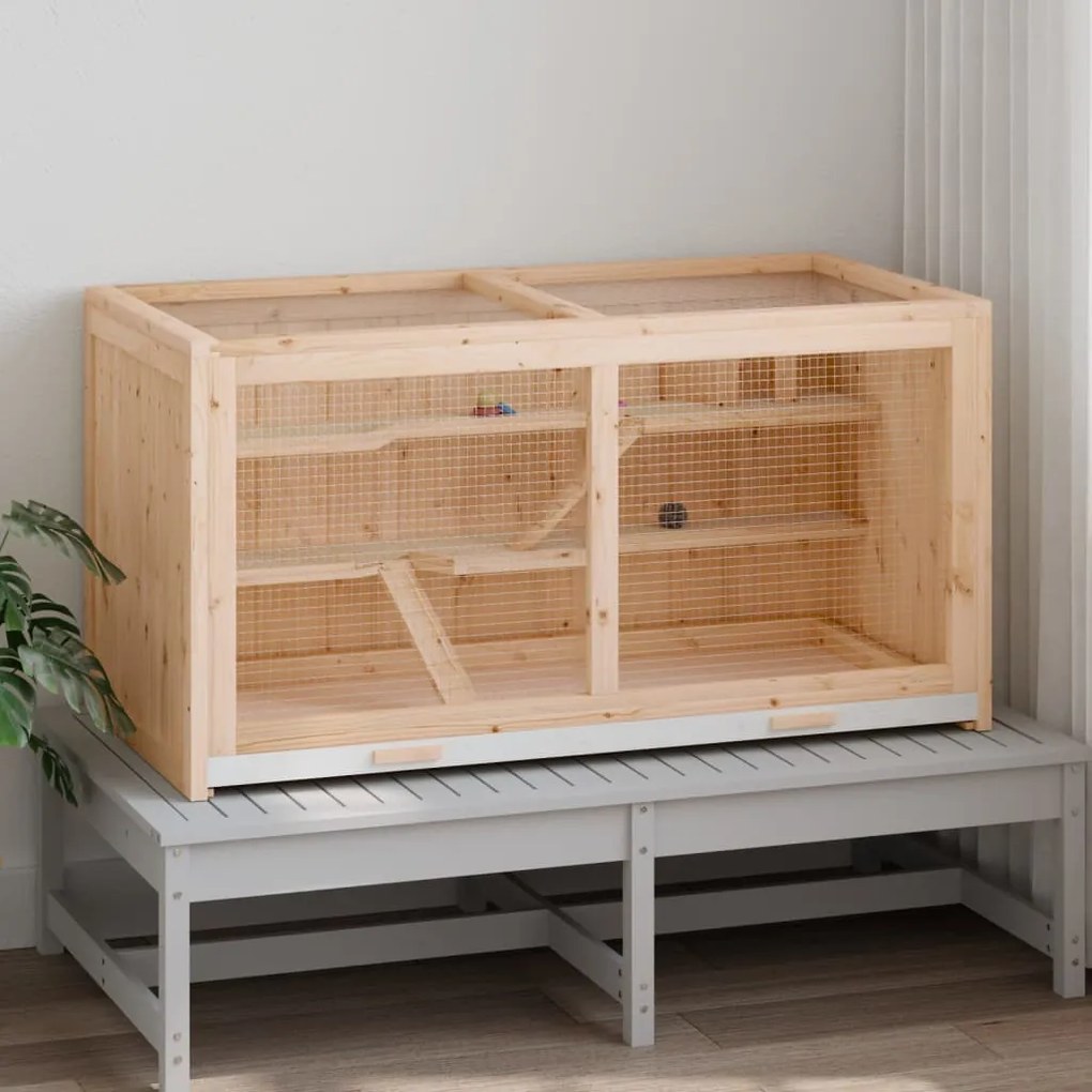 vidaXL Κλουβί Χάμστερ 104 x 52 x 54 εκ. από Μασίφ Ξύλο Ελάτης