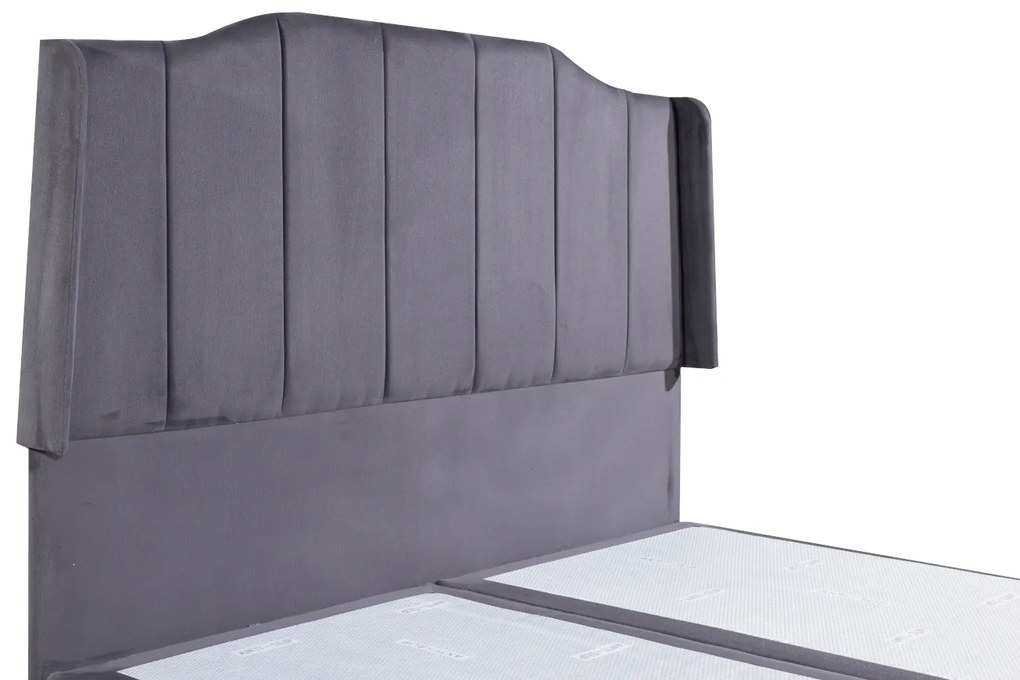 Κρεβάτι BISMUTH Γκρι Βελούδο (Στρώμα 160x200cm) - Βελούδο - 14810005