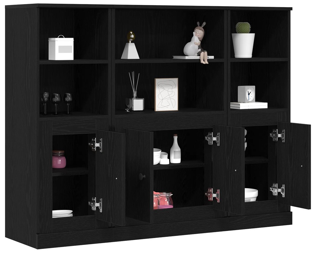 vidaXL Υψηλός ντουλάπι Μαύρη Δρυς 132x35,5x103,5 εκ Επεξεργασμένο Ξύλο