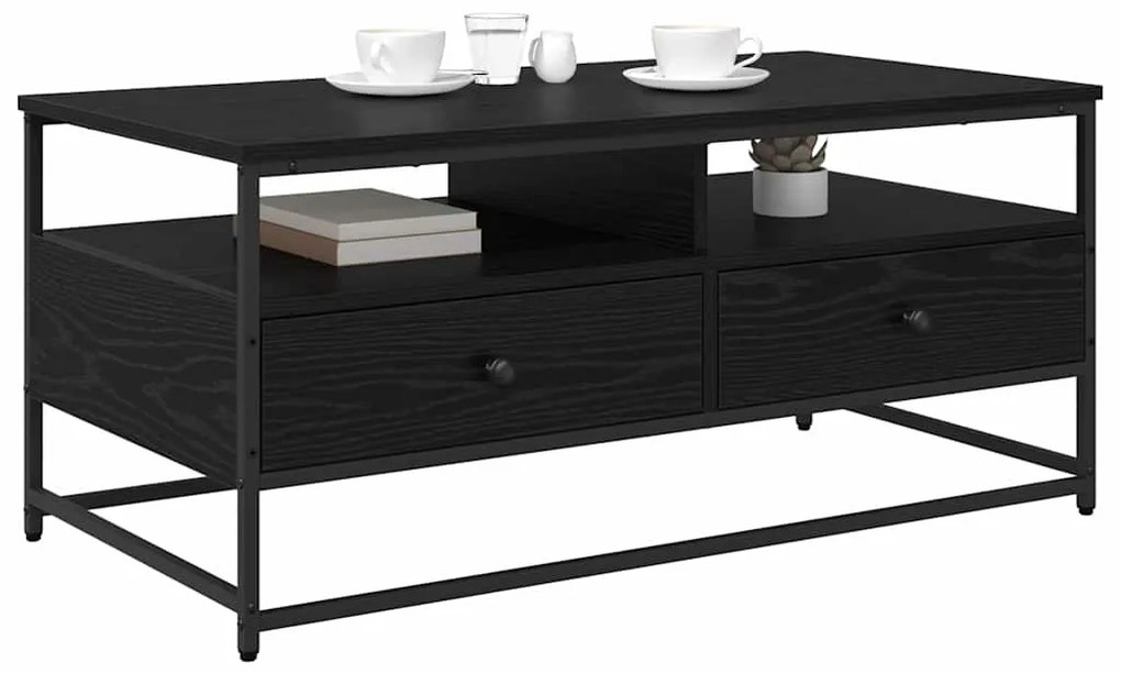 vidaXL Τραπεζάκι σαλονιού με συρτάρι Μαύρη Οξυά 100 x 51 x 45 cm