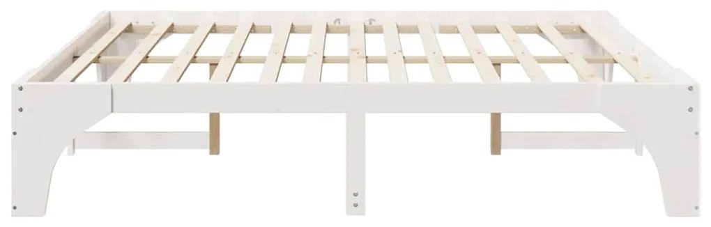 vidaXL Κρεβάτι δαπέδου Λευκό 200 x 200 cm Μασίφ ξύλο πεύκου