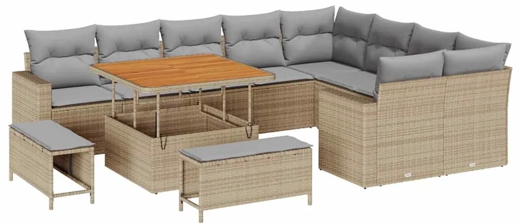 vidaXL Σετ Καναπέ Κήπου 12 pcs Μπεζ συνθετικό ρατάν