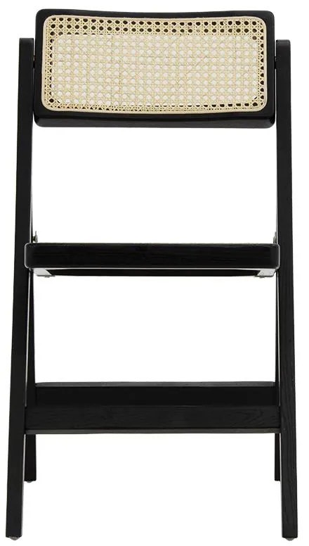 Καρέκλα Yoko πτυσσόμενη μπεζ pvc rattan-μαύρο πόδι 45x54x81 εκ.