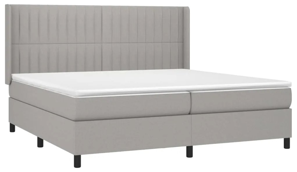 Κρεβάτι Boxspring με Στρώμα Ανοιχτό Γκρι 200x200 εκ. Υφασμάτινο - Γκρι