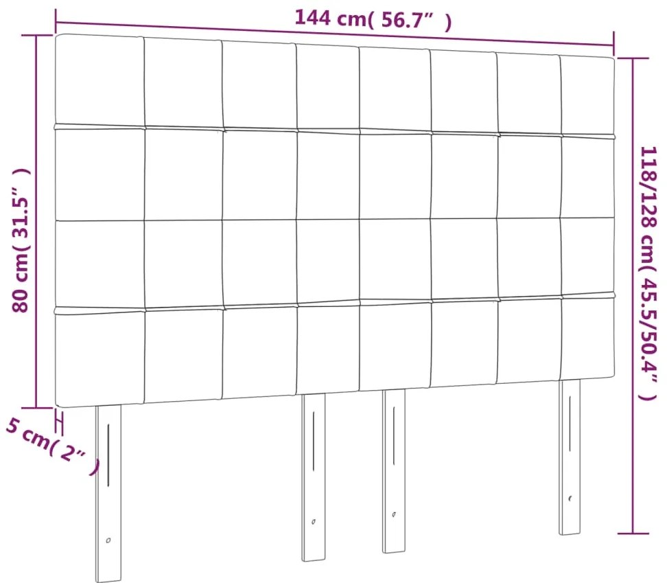 vidaXL Κεφαλάρι Κρεβατιού LED Ανοιχτό Γκρι 144x5x118/128 εκ. Βελούδινο