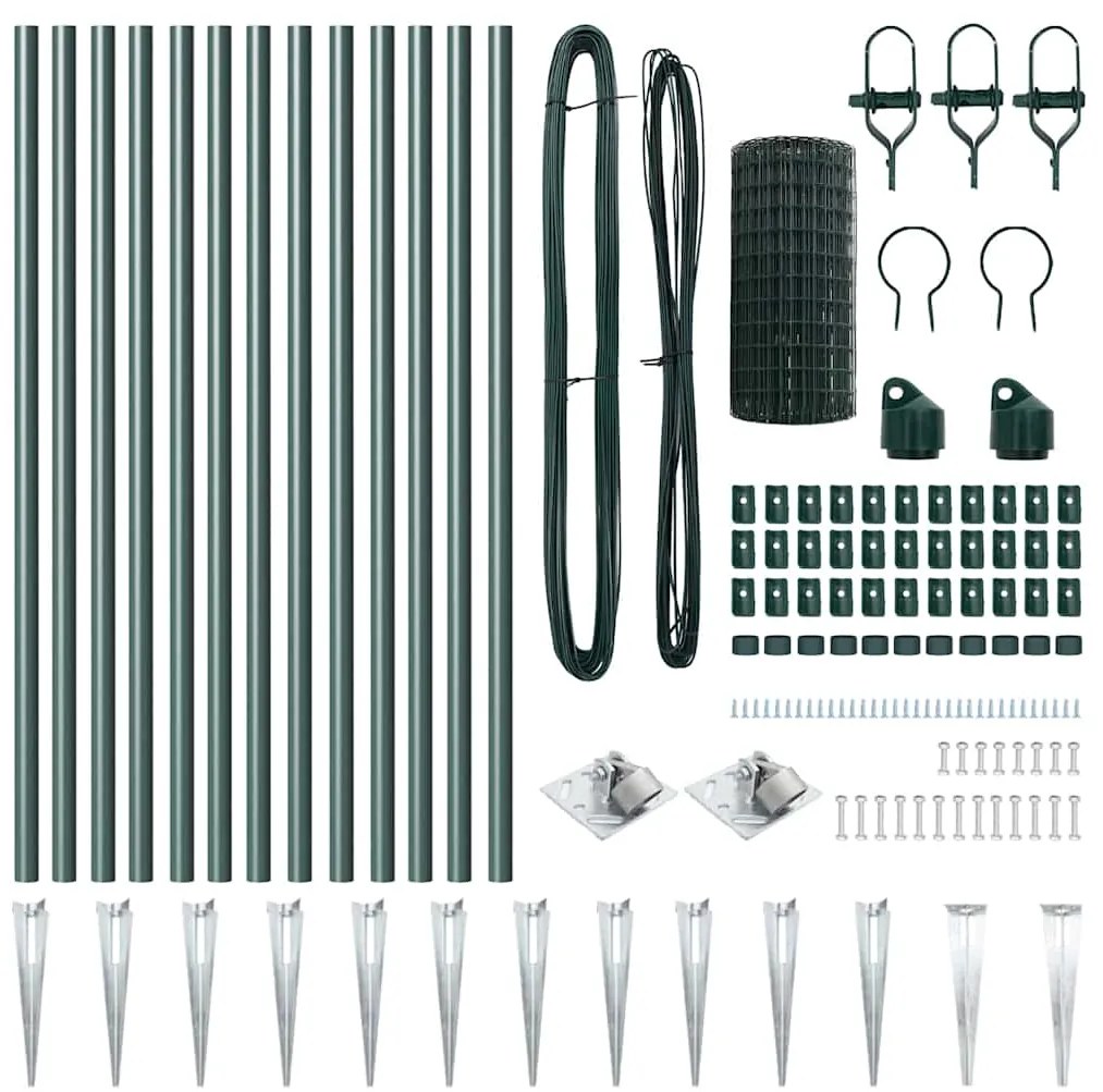 vidaXL Τεντώτο με στήριγμα Πράσινο 0,8 x 25 m Χάλυβας και PVC