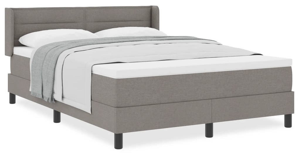 vidaXL Κρεβάτι Box Spring με Στρώμα, Ταουπέ, 140 x 190 cm, Υφασμάτινο