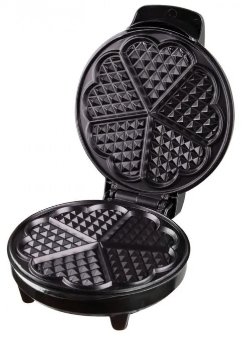 Βαφλιέρα σε σχήμα καρδιάς Voltz V51442GA, 1300W, 5 μικρότερες βάφλες με σχήμα καρδιάς, Ρύθμιση θερμοκρασίας, Ανοξείδωτο ατσάλι / μαύρο