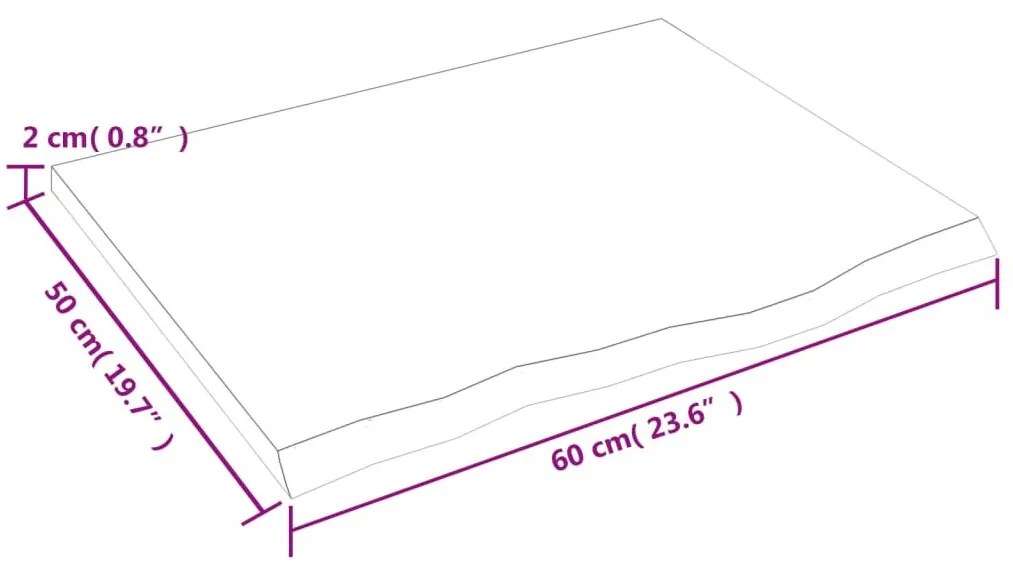 Πάγκος Μπάνιου 60x50x2 εκ. από Ακατέργαστο Μασίφ Ξύλο - Καφέ