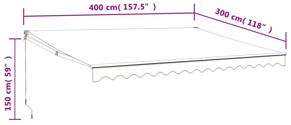 Τέντα Πτυσσόμενη Πορτοκαλί/Καφέ 4 x 3 μ. Ύφασμα και Αλουμίνιο - Πορτοκαλί