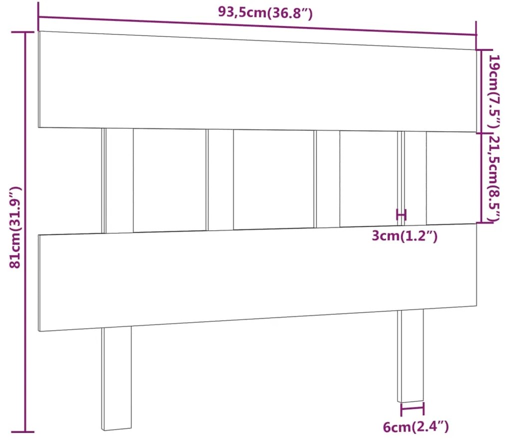 vidaXL Κεφαλάρι Κρεβατιού Μελί 93,5 x 3 x 81 εκ. από Μασίφ Ξύλο Πεύκου