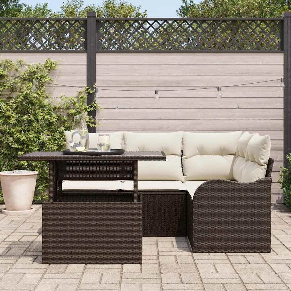 vidaXL Σετ Καναπέ Κήπου 5 pcs Καφέ 100 x 55 x 73 εκ Πολυ ράταν
