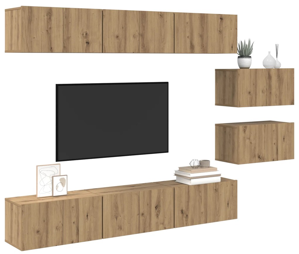 vidaXL Σετ επίπλου τηλεόρασης 8 pcs artisan δρυς 60 x 30 x 35 εκ