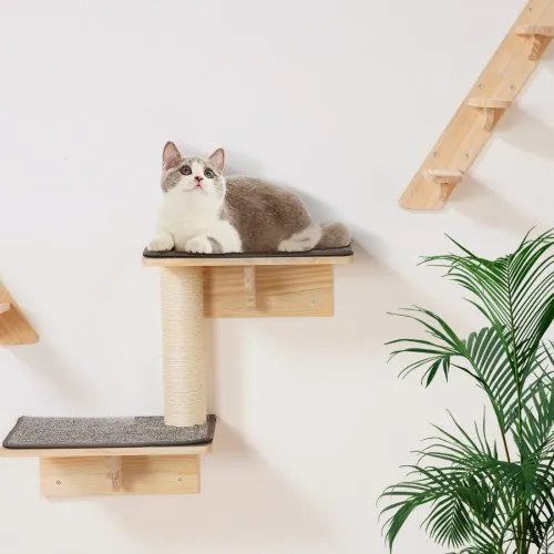 VEVOR Wall Mounted Cat Shelves Tree with Jumping Boards Nests Hammock Set of 7