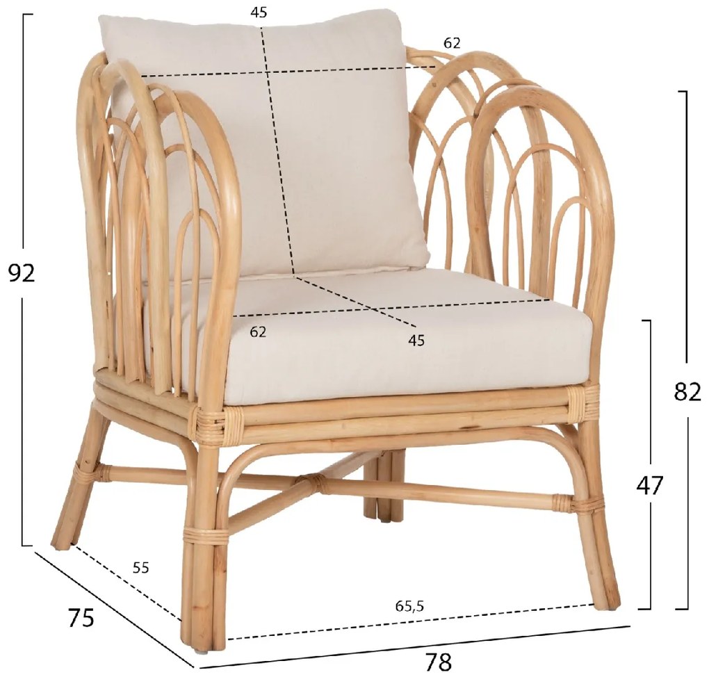 ΠΟΛΥΘΡΟΝΑ ESTOR HM9817 RATTAN ΣΕ ΦΥΣΙΚΟ-ΛΕΥΚΟ ΜΑΞΙΛΑΡΙ 78x75x92Υ εκ.