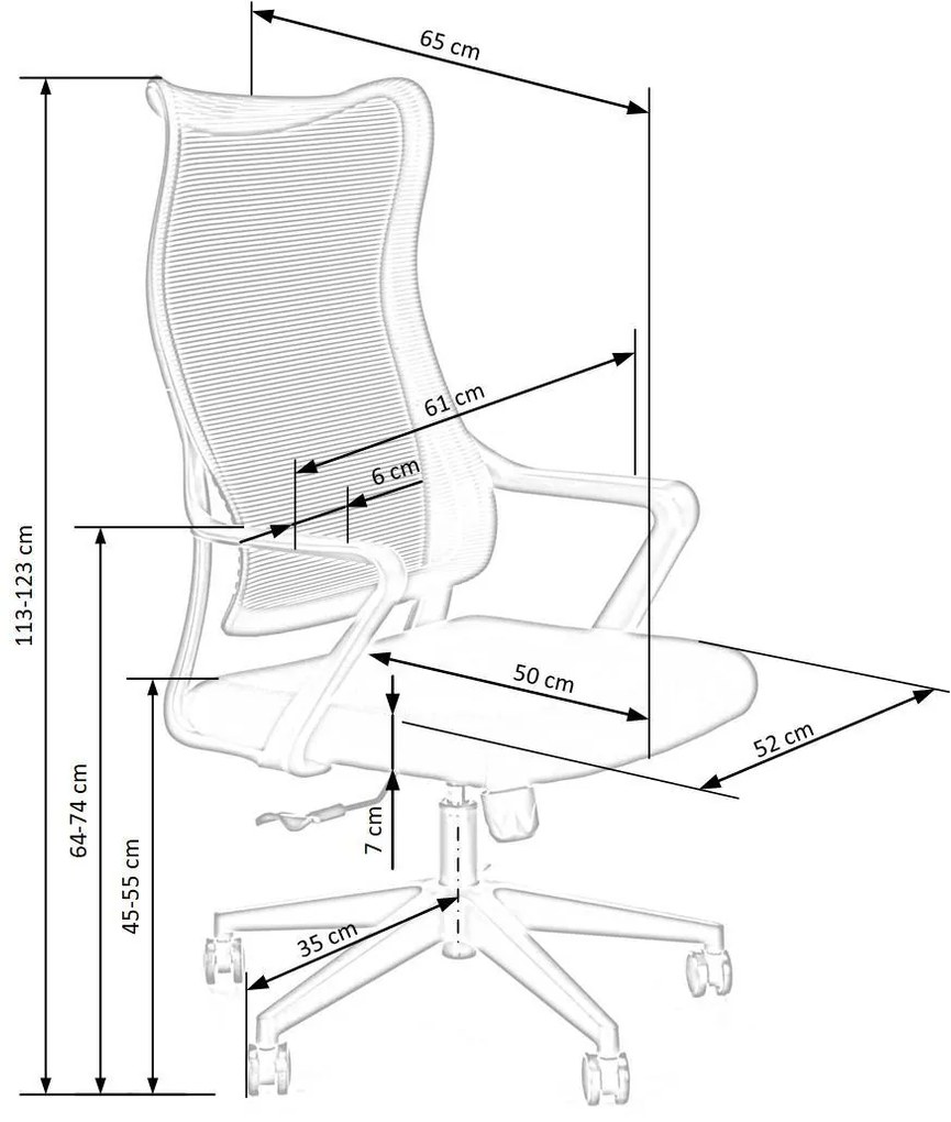 ΚΑΡΕΚΛΑ ΓΡΑΦΕΙΟΥ LORA ΜΑΥΡΗ 61x65x113-123cm