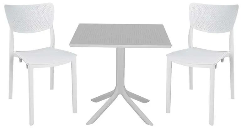 Τραπεζαρία κήπου Groovy-Ignite pakoworld σετ 3τεμ PP λευκό 80x80x74,5εκ.
